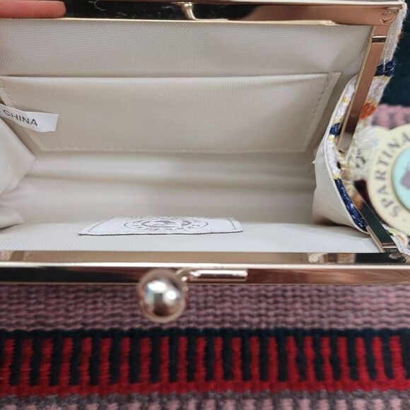 NWT Spartina 449 Harbor Light Island Clasp Coin Purse Wallet Leather Linen - Picture 5 of 7